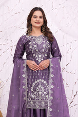 Lavender Chinon Suit With Dupatta KU276 Kalyanja