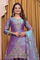 Lavender Sequins Embroidered Suit Kalyanja KU256 model close-up embroidery detail