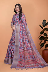 Lavender Zari Weaving Saree – Pallu Detail KS368