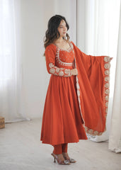 Light Orange Sequins Embroidered Suit Back View KU274 Kalyanja