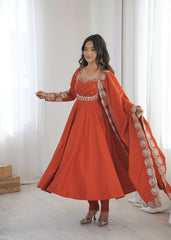 Light Orange Sequins Suit Bodice Detail KU274 Kalyanja