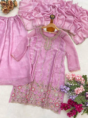 Light Pink Beads Work Suit Flat Lay 2 – Suit Set View