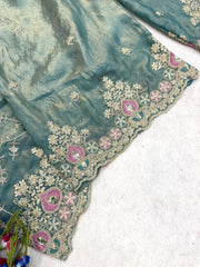 Light Sea Green Sequins Embroidered Palazzo Suit KU253 dupatta embroidery