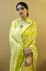 Lime Jacquard Work Saree
