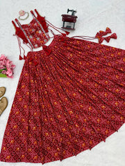 Maroon Thread Embroidered Lehenga Flat Lay Second View – KL204 – Kalyanja