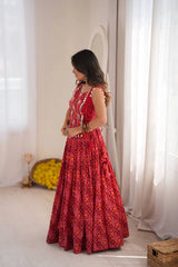 Maroon Thread Embroidered Lehenga Side Profile Full Length – KL204 – Kalyanja