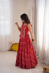 Maroon Navratri Lehenga Side Back Strap Tassel View – KL204 – Kalyanja