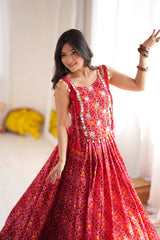 Maroon Thread Mirror Work Lehenga Dance Pose – KL204 – Kalyanja