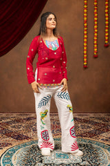 Maroon Mirror Work Coord Set festive look front Kalyanja KC21