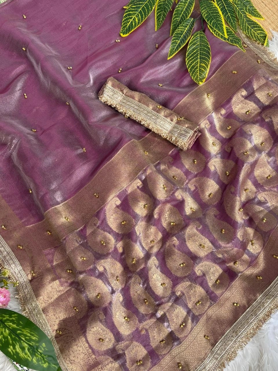 Mauve Banarasi Saree Ghungroo Weaving – Kalyanja KS405