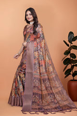Mauve Zari Weaving Saree Side View Woven Pallu | Kalyanja KS367