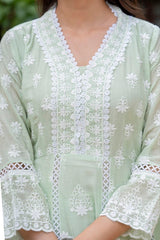 Mint Green Lakhnowi Suit Dupatta Embroidery KU270 Kalyanja