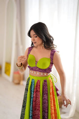 multicolor bandhani choli fancy neck portrait kalyanja KL190