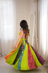 multicolor bandhani lehenga back lace up back view kalyanja KL190