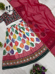 Multicolor Embroidered Lehenga – flat lay set complete – KL187 – Kalyanja