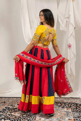 Multicolor Navratri Lehenga back view with dupatta – Kalyanja KL163