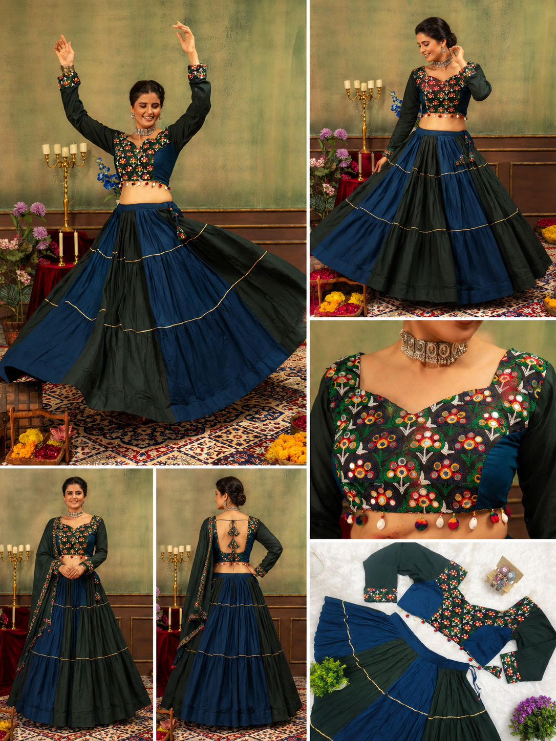 Multicolor Pure Rayon Garba Lehenga product detail view – Kalyanja KL166
