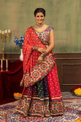 Multicolor Embroidered with Fancy Lace Work Lehenga Front View Kalyanja KL178