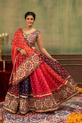 Multicolor Embroidered Lehenga Seated Pose Navratri KL178