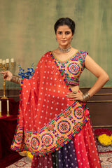 Embroidered with Fancy Lace Work Choli Dupatta Close Up KL178