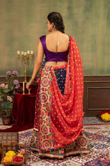 Multicolor Kutchi Lehenga Back View Open Dori Tie-Up KL178
