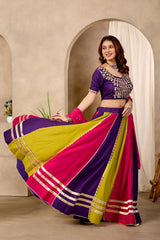Multicolor Mirror Lace Lehenga Action Pose KL177