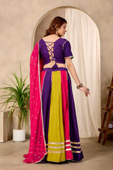 Multicolor Lehenga Back View Deep Dori Tie Up Choli KL177