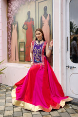 Multicolor Thread Embroidered Lehenga – standing front pose – KL186 – Kalyanja
