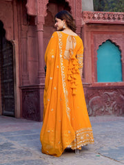 Mustard Yellow Anarkali Suit Full Length Wedding Party Wear Kalyanja KU277