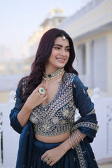 Navy Blue Pipe Beads Zari Choli Close Up Jewellery – KL203 – Kalyanja