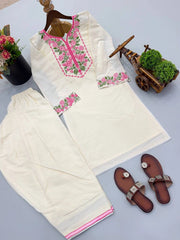 Off White Embroidered Coord Set Clean Flat Lay Juttis KC25
