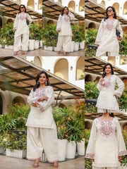 Off White Embroidered Coord Set Multiple Looks Collage KC25