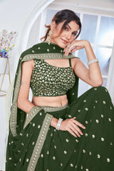 Olive Green Sequins Embroidered choli close-up detail – Kalyanja KL164