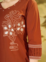 Orange Coord Set – Cutwork Embroidery Close Up Detail – KC11