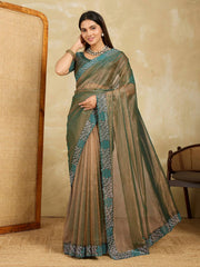 Sea Green Swarovski Work Fendy Soft Net Saree – Kalyanja