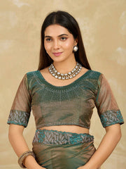 Sea Green Swarovski Work Fendy Soft Net Saree – Kalyanja