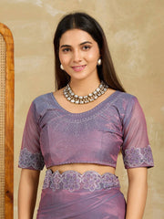 Lavender Fendy Soft Net Swarovski Work Saree – Kalyanja