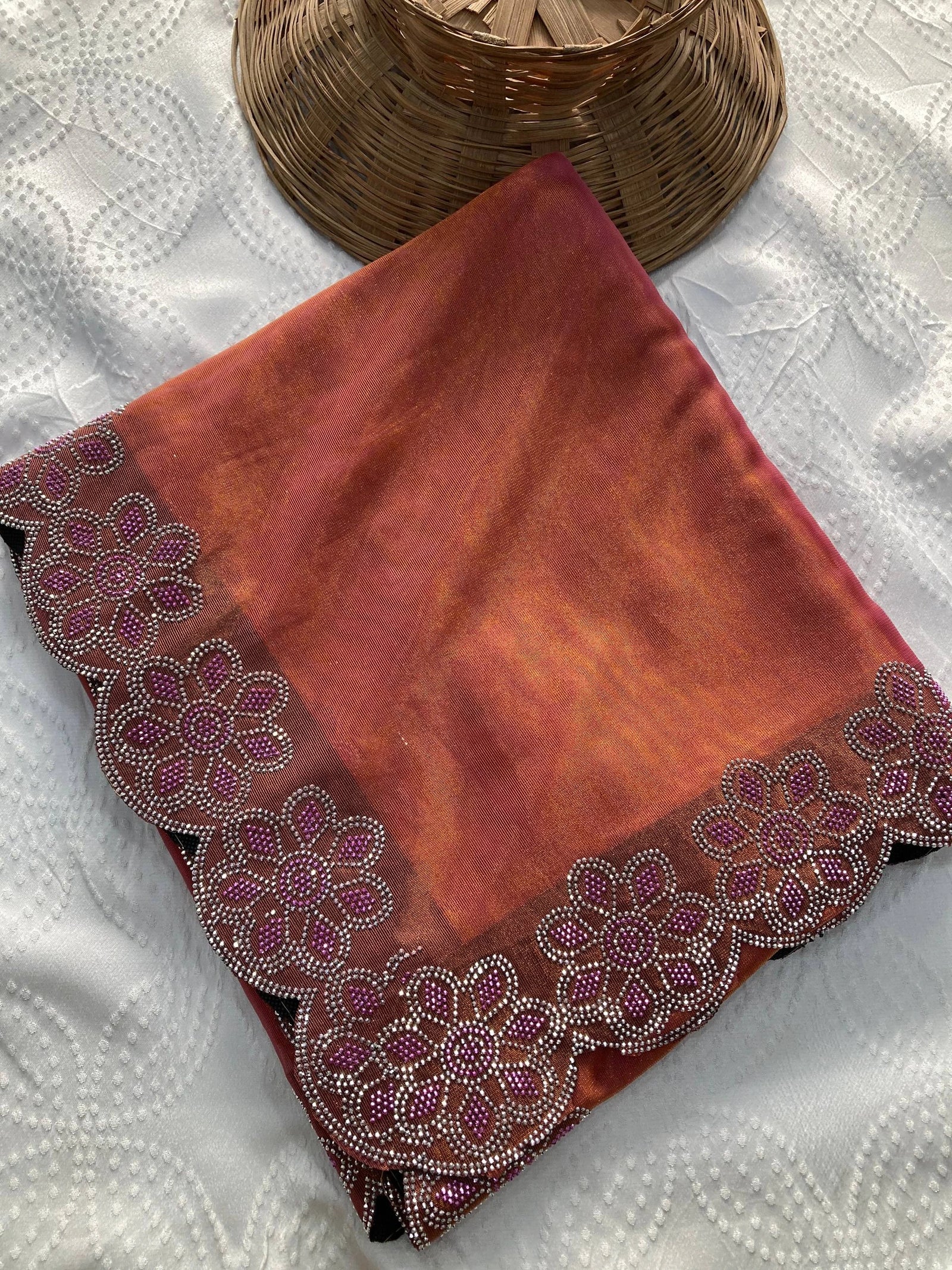 Pink Swarovski Work Fendy Soft Net Saree – Kalyanja