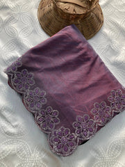 Lavender Fendy Soft Net Swarovski Work Saree - kalyanja