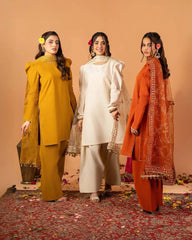 White Fancy Lace Border Natural Crepe Silk Suit - kalyanja