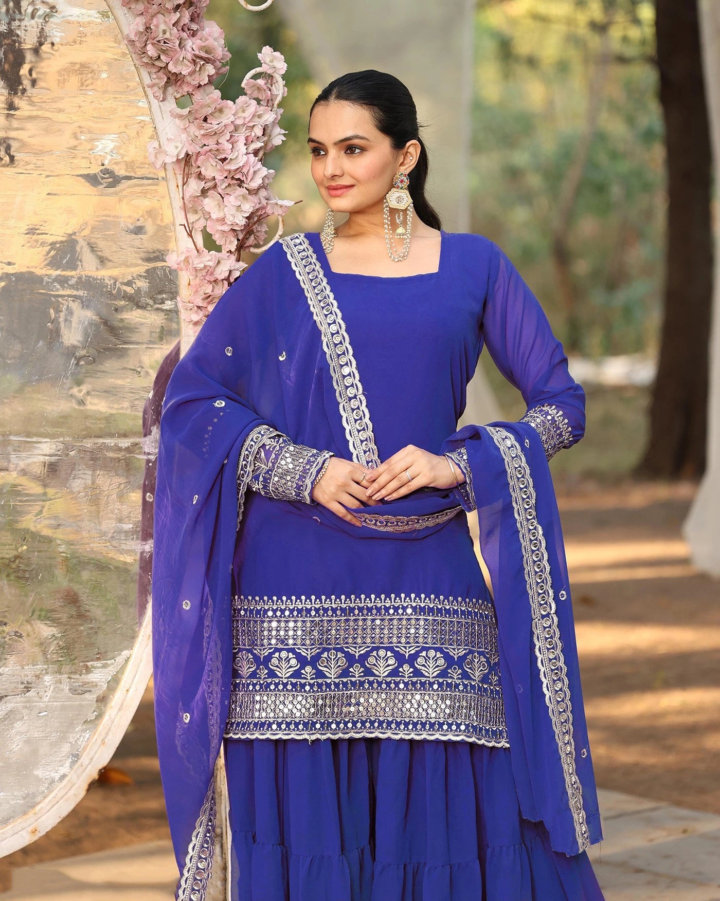 Blue Embroidery Georgette Suit - kalyanja