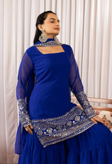Blue Embroidery Georgette Suit - kalyanja