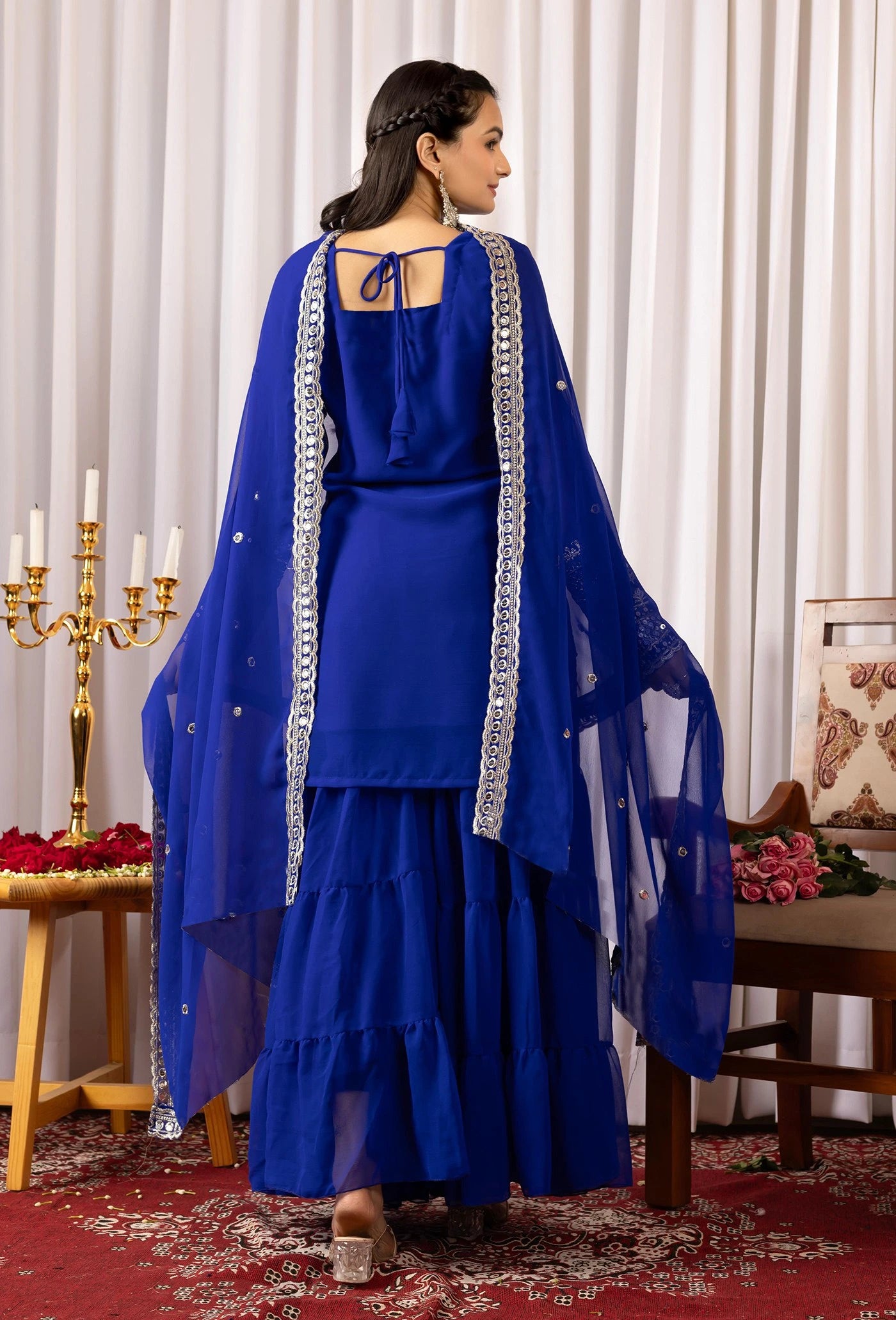 Blue Embroidery Georgette Suit - kalyanja