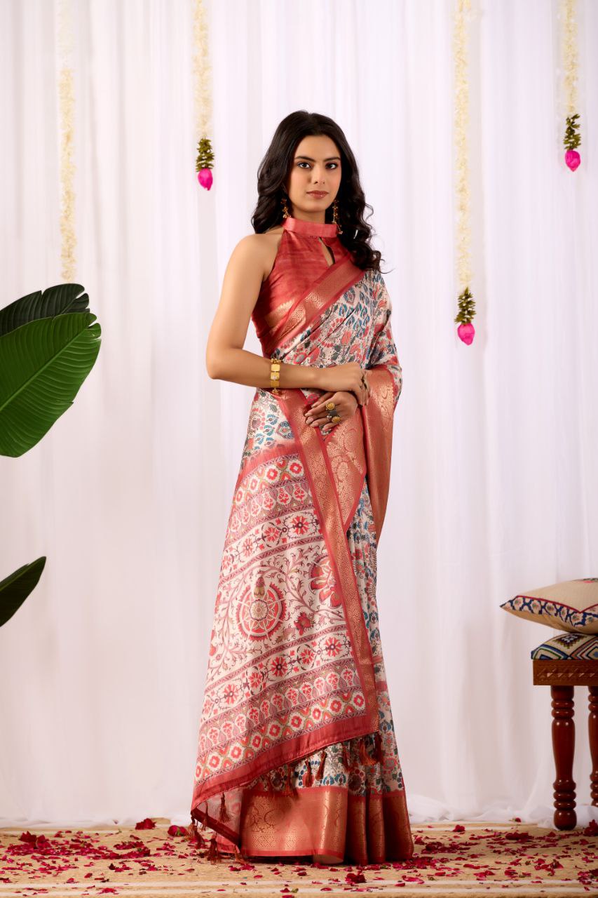 Aarohi Soft Lichi Silk Saree – Kalyanja