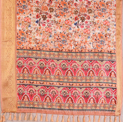 Buy Soft Peach Floral Lichi Silk Saree | Kalyanja