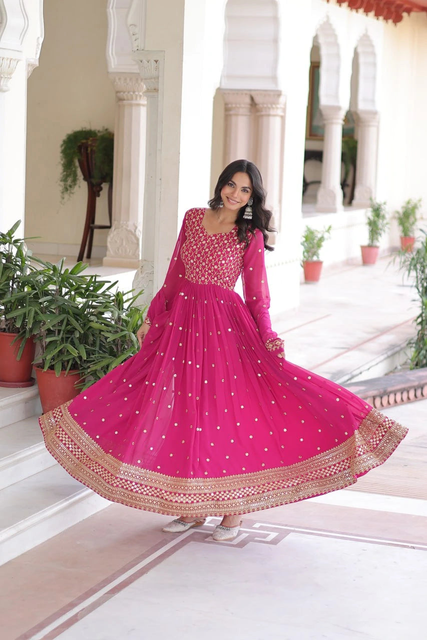 Ishani Sequins & Zari Embroidery Gown - kalyanja