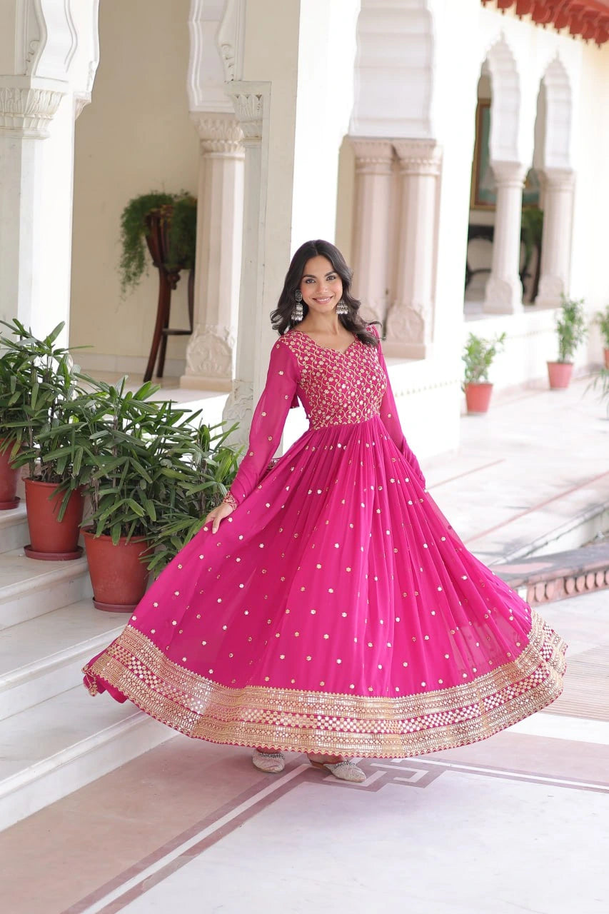 Ishani Sequins & Zari Embroidery Gown - kalyanja