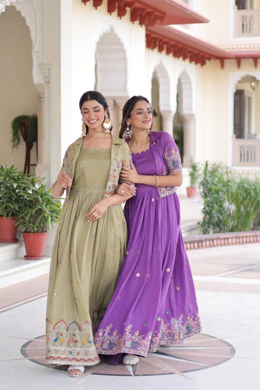 Nataliya Sequins Zari Gown - kalyanja