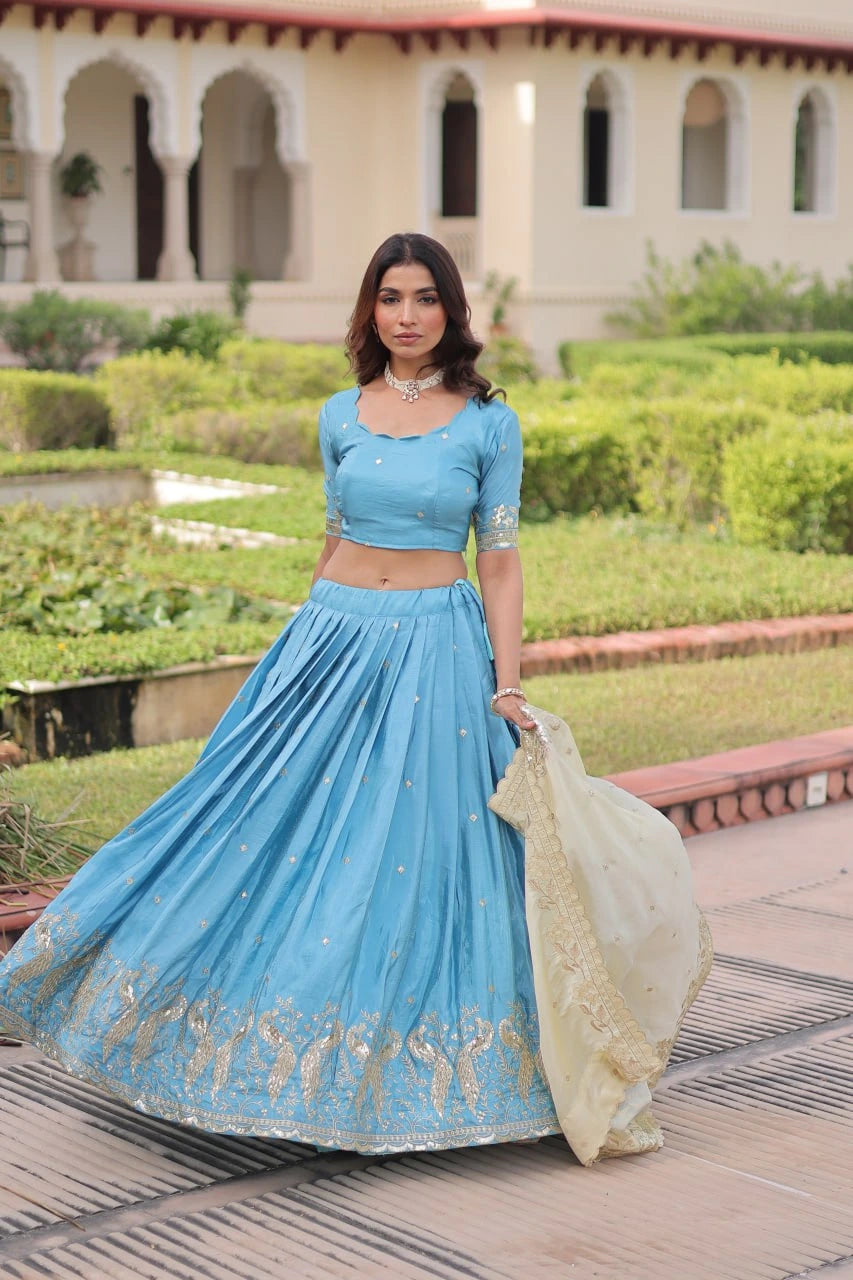 Niharika Zari Embroidery Sequins Lehenga – Kalyanja