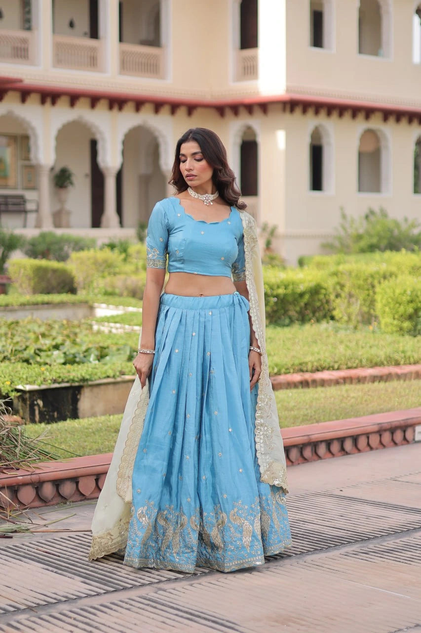 Niharika Zari Embroidery Sequins Lehenga - kalyanja